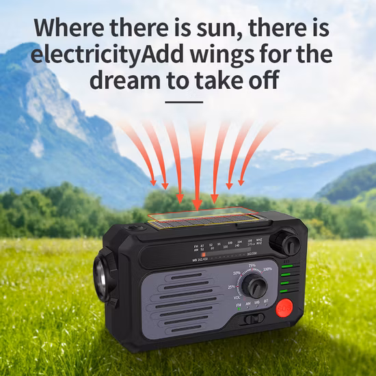 Commercio all'ingrosso Radio Am/FM Outdoor Portable Mobile Power Bank 2000 mAh Solarradio