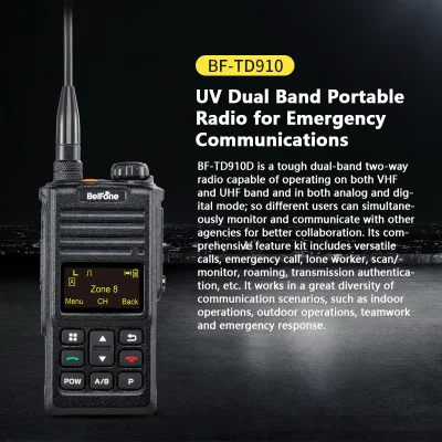 Belfone Bf-Td910UV Protezione IP68, Radio bidirezionale per la sicurezza personale e comunicazioni importanti, Walkie Talkie DMR dual band